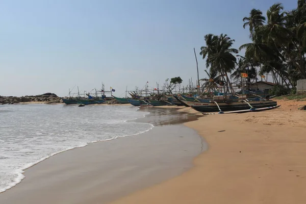 Vecchie Barche Pesca Legno Sulla Spiaggia India — Foto Stock