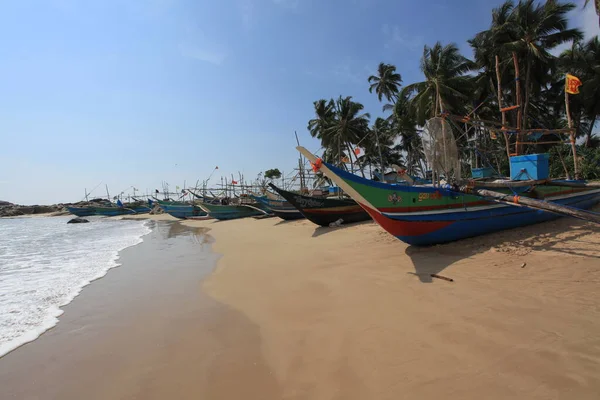 Vieux Bateaux Pêche Bois Sur Plage Inde — Photo