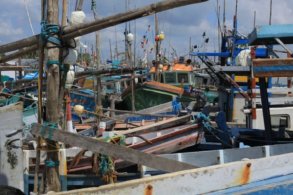 Viejos Barcos Pesca Madera Playa India — Foto de Stock