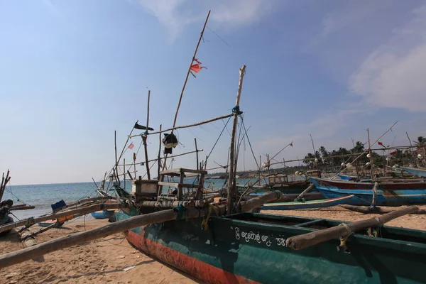 Alte Hölzerne Fischerboote Strand Indien Stockbild