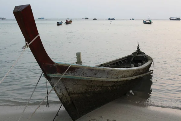 Alte Hölzerne Fischerboote Strand Indien Stockbild