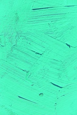 Yakın plan boyama. Açık yeşil renkli arka plan. Canlı, renkli, yaratıcı arkaplanlar için. Tuvaldeki yağ fırça darbelerinin dokusunu etkiler. Web ve tasarım için.