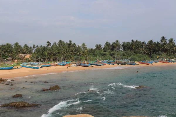 Vecchie Barche Pesca Legno Sulla Spiaggia India — Foto Stock