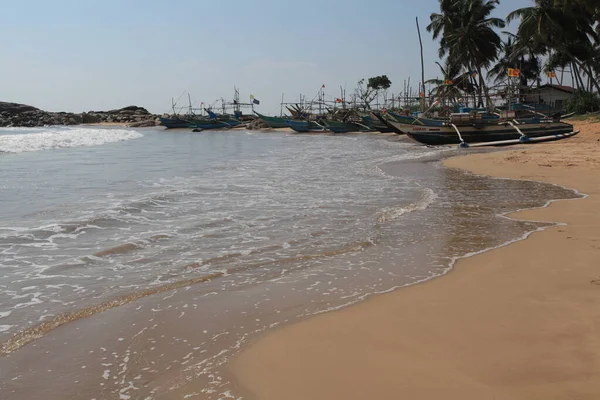 Vieux Bateaux Pêche Bois Sur Plage Inde — Photo