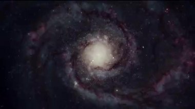 Yıldızlararası uzay yolculuğu evreni. Dış uzayda 4K 3D animasyon. Parlak fümsel kompozisyon. Uzay, Galaksi, Bulutsu, Yıldızlı Bilimkurgu Videosu.