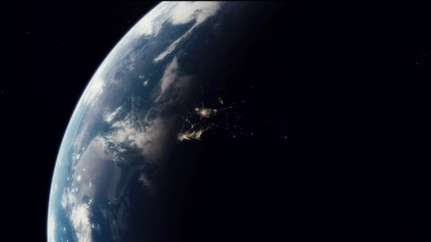 Digital Network Dawn Earth Beautiful View Space Satellite — Stock Video