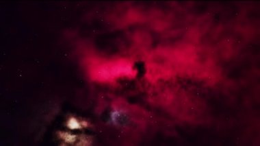 4K Video görüntüleri. Siyah arka planda parlak yıldızların hareketliliği. Kusursuz arkaplan parçacıkları döngüye sokuluyor.