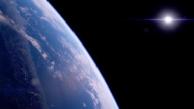 Dünya 'nın şafağında dijital ağ. Uzay uydusundan güzel manzara.