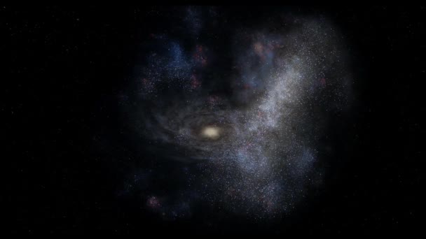 Exploration Des Galaxies Travers Espace Vers Une Galaxie Brillante Voie — Video