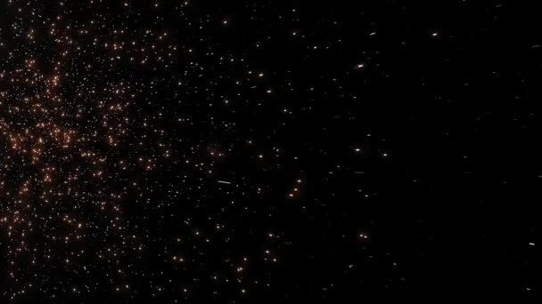 明るい天の川銀河に向かって宇宙空間を通して銀河を探査する 明るい星雲 星のフィールドを飛ぶの4Kループアニメーション — ストック動画