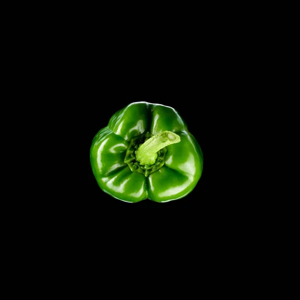 Shiny Green Peppers Black Background — Stock Photo, Image