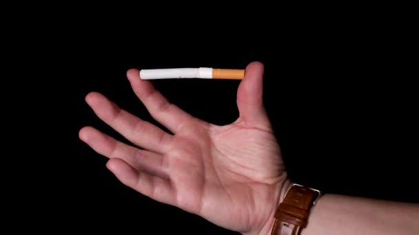 Тютюнова залежність знищує сигарету, а пальці кидають курити . — стокове відео