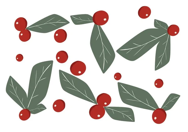 Набор Клюквы Декора Листьями Красные Ягоды Зеленью — стоковое фото