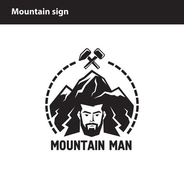 Σημείο του ανθρώπου σε φόντο βουνά — Διανυσματικό Αρχείο