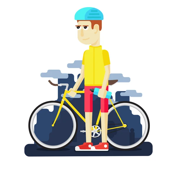 Lopen op een fiets — Stockvector