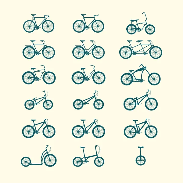 Tipos de bicicletas — Vector de stock