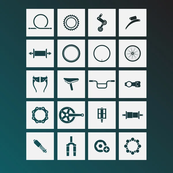 Bicycle parts icons — Stock Vector