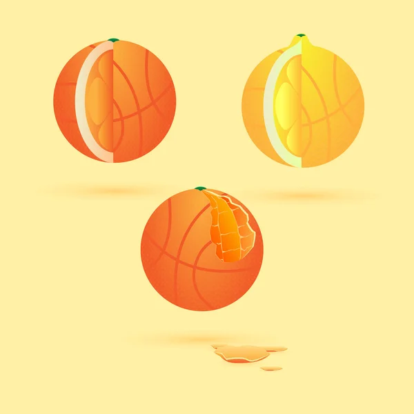 篮球和水果 — 图库矢量图片