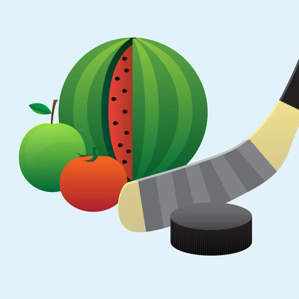 Puck en fruit — Stockvector