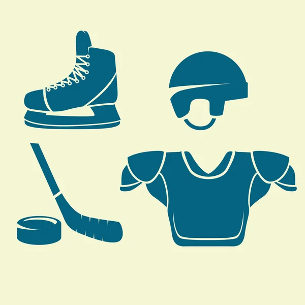Iconos planos hockey sobre hielo — Vector de stock