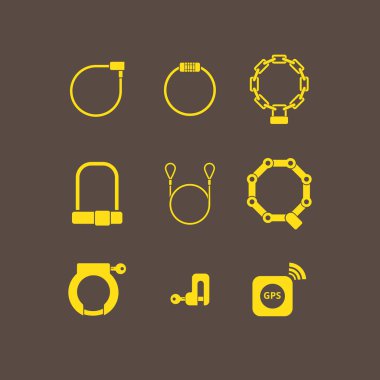 types of bicycle locks clipart