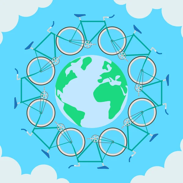 Cykel och planeten — Stock vektor