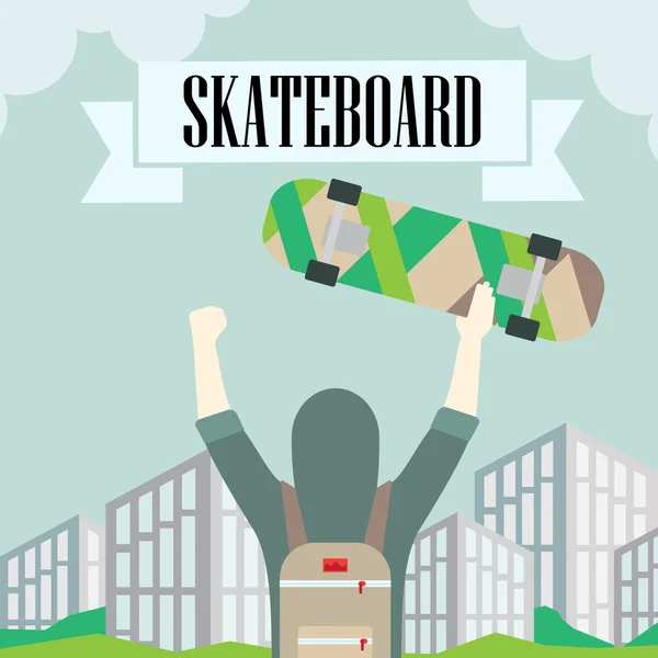 Longboard skateboard and — Stock Vector