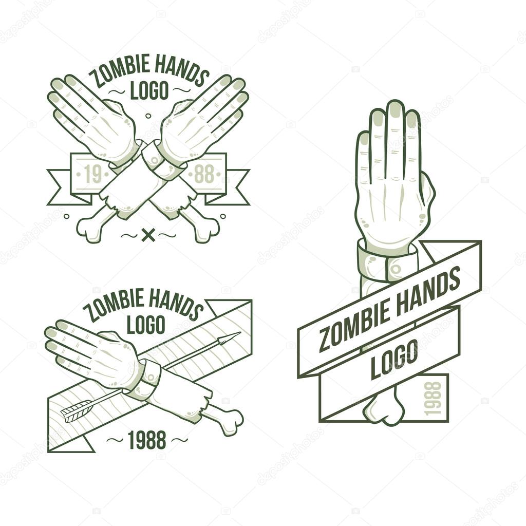 Set of logos zombie hands showing different gestures