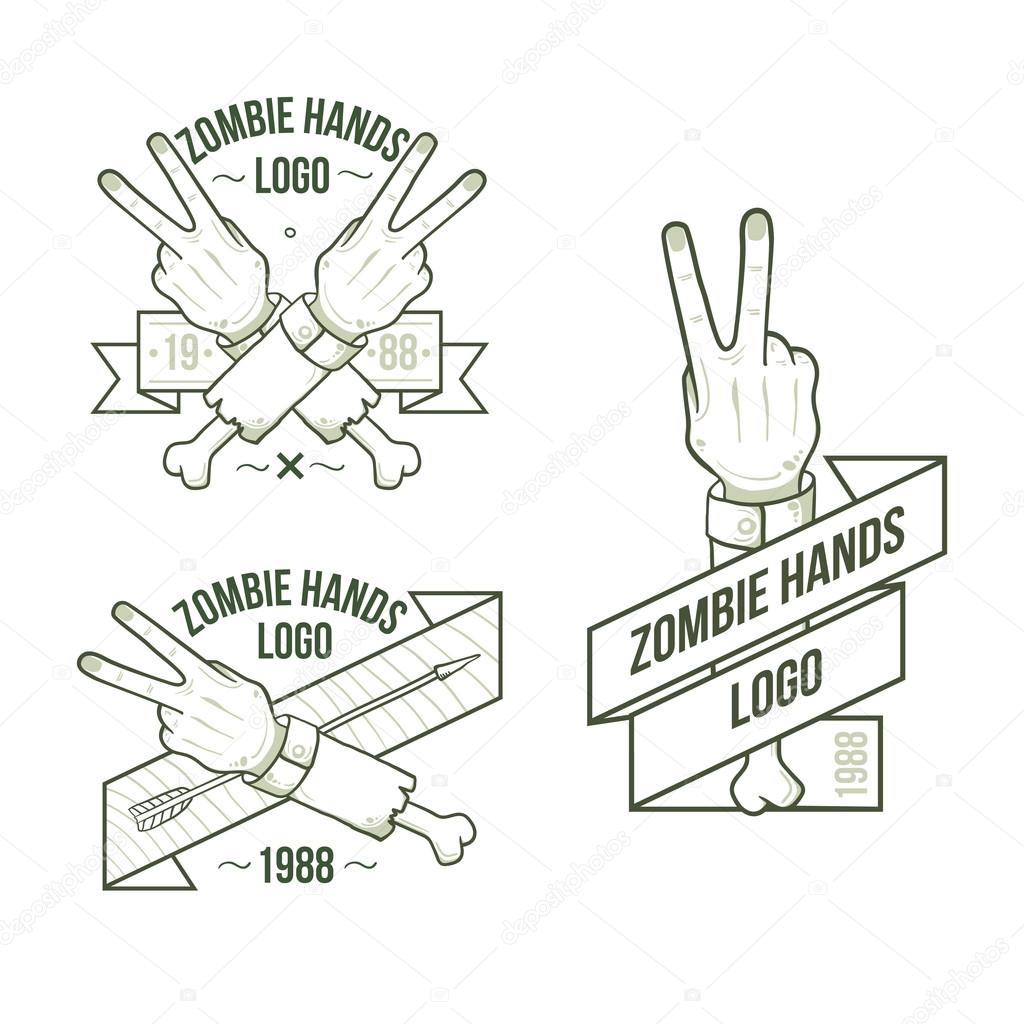 Set of logos zombie hands showing different gestures