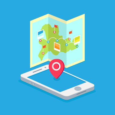 telefonda bir harita üzerinde bir yol