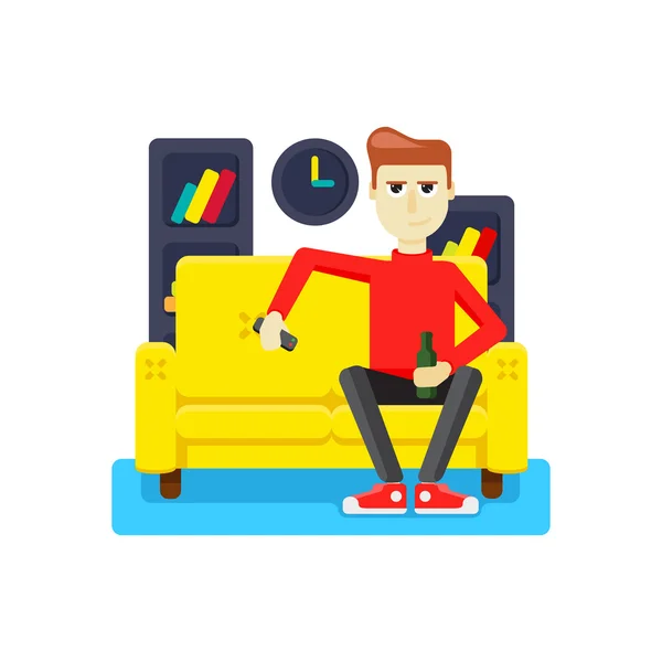 Relaxing at home on the couch — Stock Vector