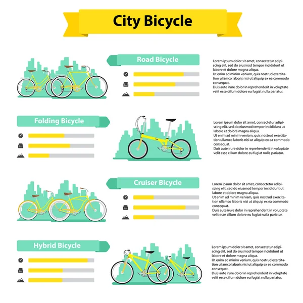 Fiets infographics soorten fietsen — Stockvector