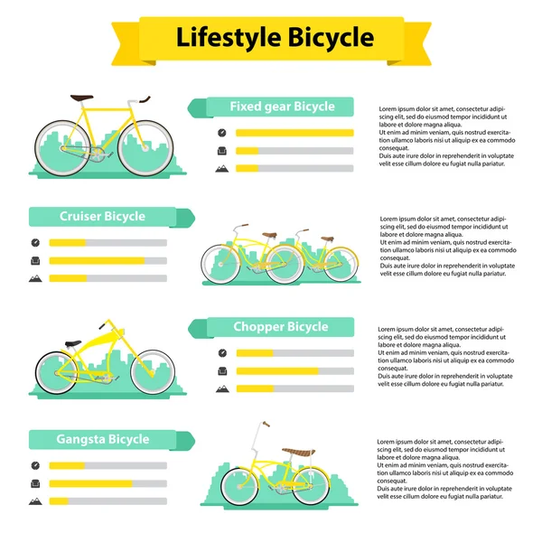 Fiets infographics soorten fietsen — Stockvector