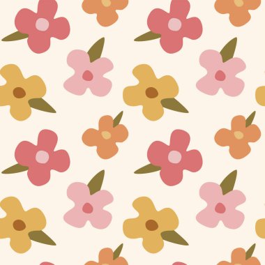 Pastel renklerde desensiz çiçek deseni.