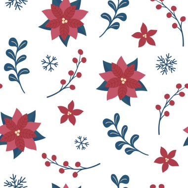 Noktalı, böğürtlenli, kar taneli kusursuz desen. Noel ve Yeni Yıl geçmişi.