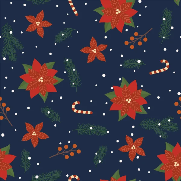 无缝图案 有一品红 圣诞及新年设计 — 图库矢量图片
