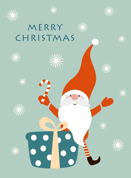 Der Weihnachtszwerg Grüßt Und Beschenkt Grußkarte Vorhanden Design Für Weihnachten — Stockvektor