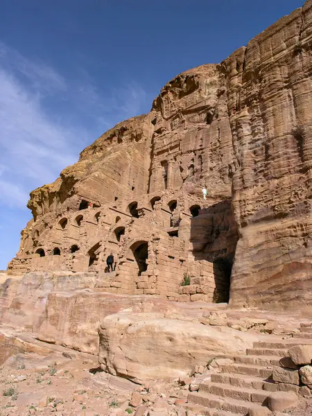 Ürdün Çölünde Mezarları Sarayları Olan Pembe Mağara Şehri Petra — Stok fotoğraf