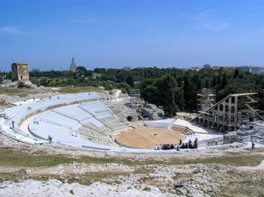 Sicilya Siracuse, İtalya 'da antik Roma tiyatrosu