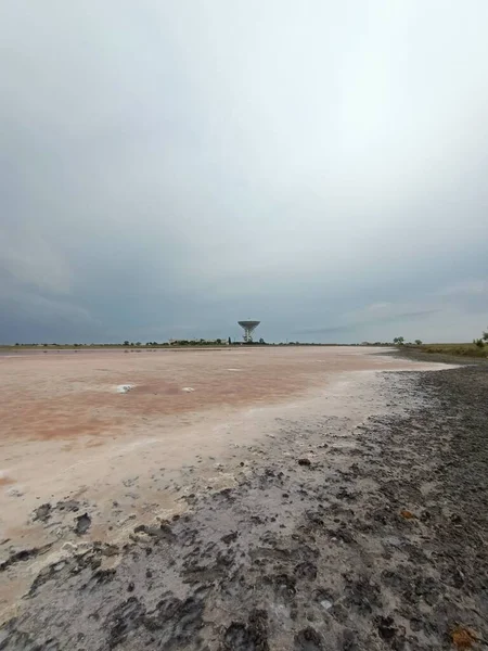 Radar Cosmico Lago Salato Rosa Asciugato Brutto Tempo — Foto Stock