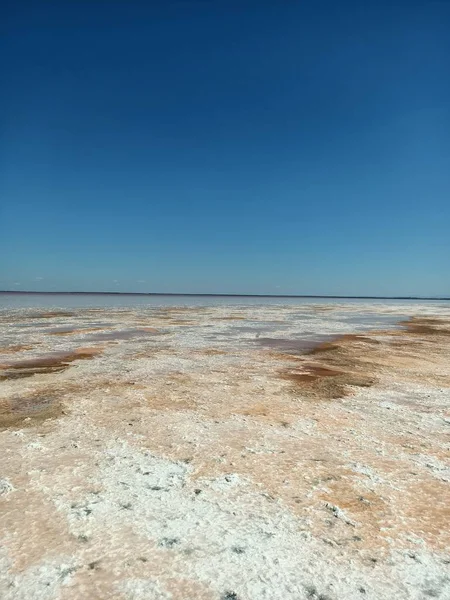 Martiaans Landschap Aan Het Roze Rozenzoutmeer — Stockfoto