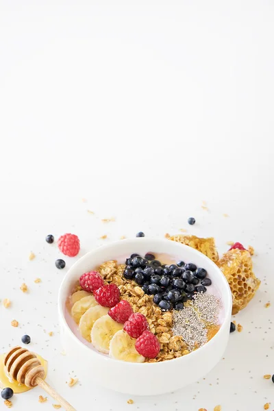 Imagem de comida. doce muesli saudável e sobremesa chia — Fotografia de Stock