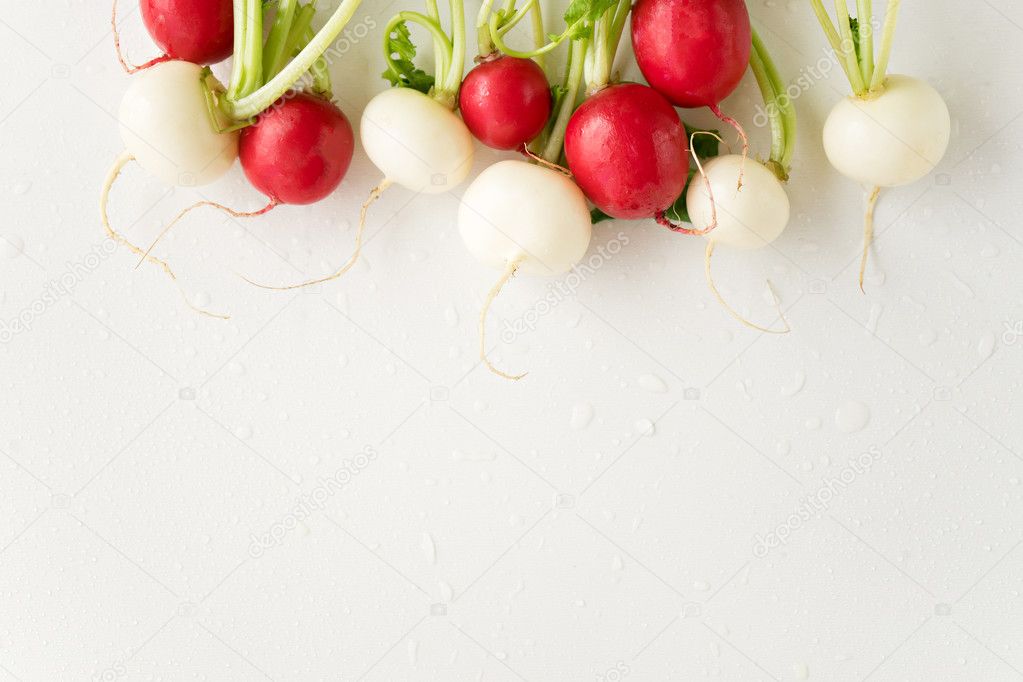 red and white radishes