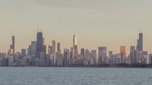 Een Foto Van Prachtige Chicago Skyline Tijdens Een Pink Spring — Stockvideo