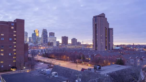 Weitwinkelaufnahme Des Nordostens Von Minneapolis Und Der Skyline Während Einer — Stockvideo
