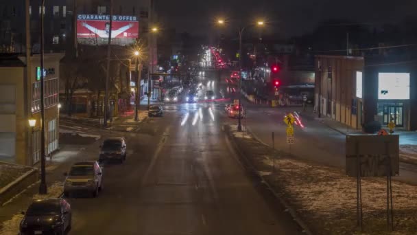 Minneapolis Gennaio 2019 Una Notte Esposizione Vicino Colpo Traffico Stradale — Video Stock