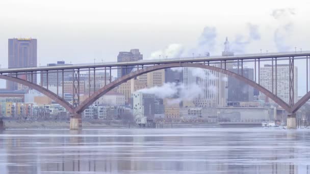 Cerrar Puente Alto Paul Invierno Crepúsculo — Vídeos de Stock