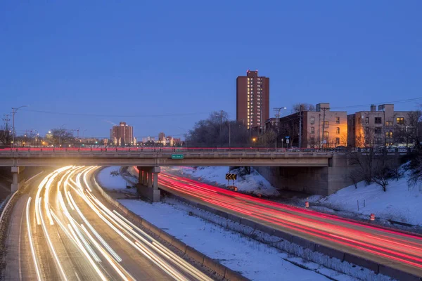 Interestadual Sul Minneapolis Apartamentos Crepúsculo Inverno — Fotografia de Stock