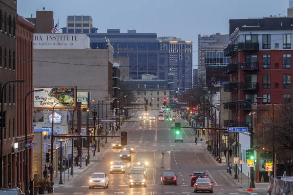 Paysage Urbain Nord Est Minneapolis Lors Une Soirée Printemps Sombre — Photo