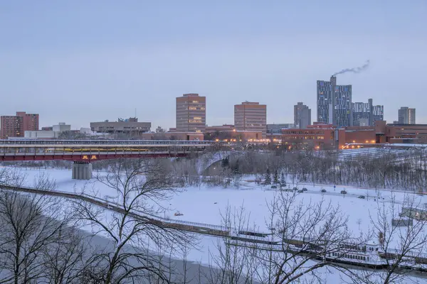 Washington Ave Bridge West Bank Crepuscolo Invernale — Foto Stock